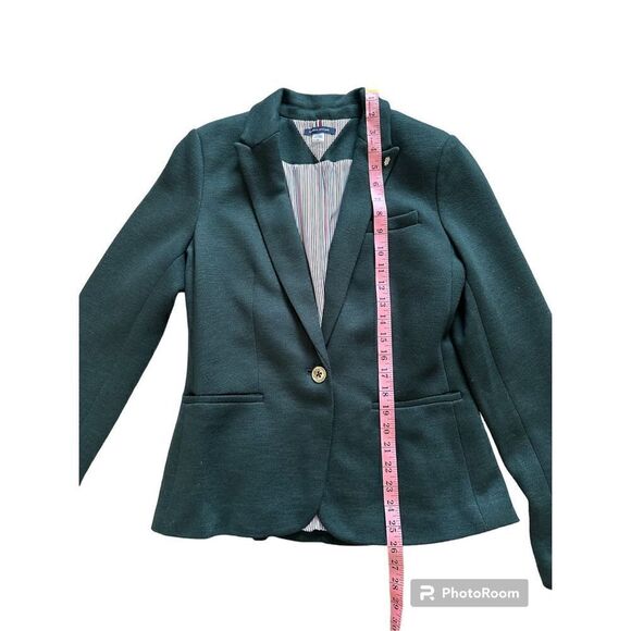 Tommy Hilfiger Women’s Green Long Sleeve Single-Button French Terry Blazer Jacke - Picture 14 of 16